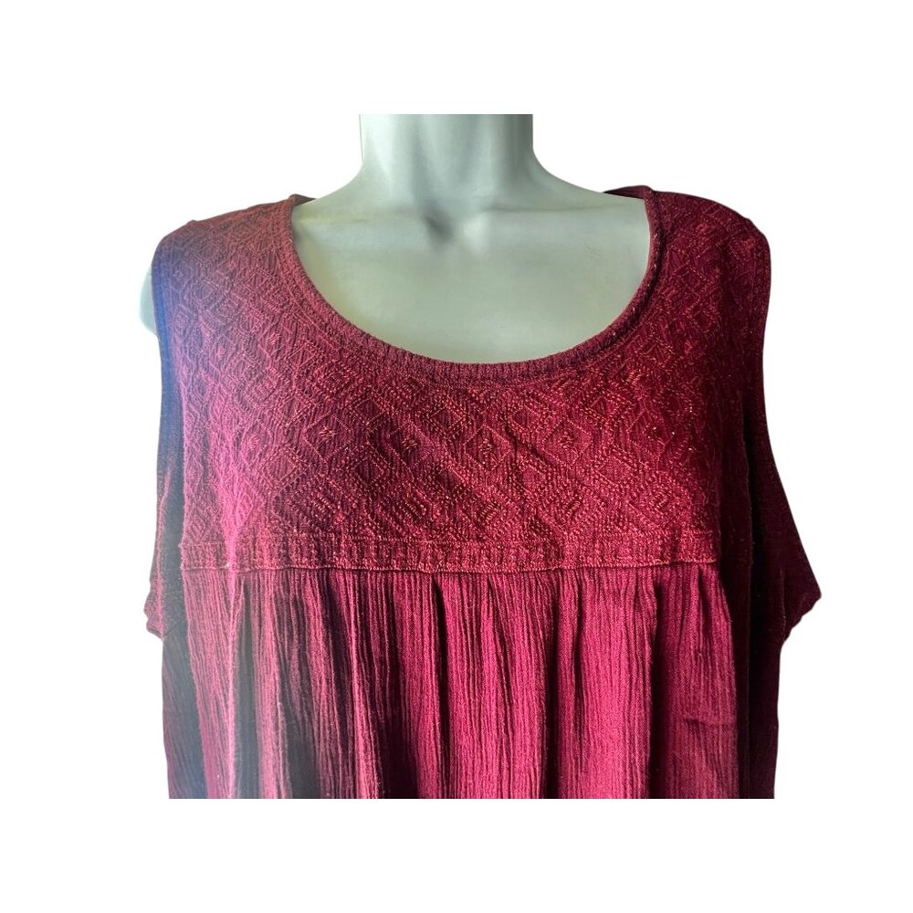 Womens 2X Maroon High/Low Dress By Ai  Diamond bodice Pattern Crinkle Fabric - Picture 3 of 16